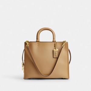 Beige Women Coach Rogue Glovetanned Leather Handbag | AU_CH21522
