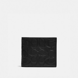 Black Men Coach 3 In 1 Wallet In Signature Leather Pebble Leather Billfolds | AU_CH50273