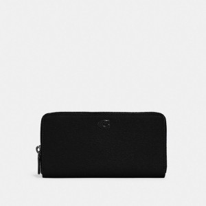 Black Men Coach Accordion With Signature Canvas Interior Large Wallets | AU_CH85767