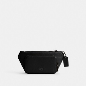 Black Men Coach Belt With Signature Canvas Interior Detail Belt Bags | AU_CH62330