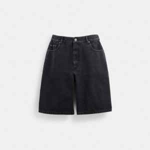 Black Men Coach Black Denim In Organic Cotton Denim Shorts | AU_CH99634
