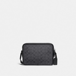 Black Men Coach Charter 24 In Signature Crossbody Bags | AU_CH93901