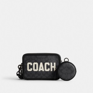 Black Men Coach Charter In Signature Canvas With Graphic Crossbody Bags | AU_CH10169