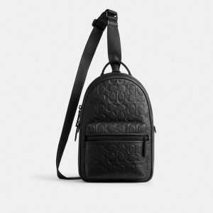 Black Men Coach Charter Pack In Signature Leather Crossbody Bags | AU_CH77058
