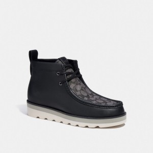 Black Men Coach Chukka In Signature Jacquard Boots | AU_CH90450