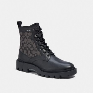 Black Men Coach Citysole Lace Up In Signature Jacquard Boots | AU_CH92014