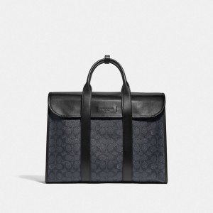 Black Men Coach Gotham Portfoli In Signature Canvas Copper Briefcase | AU_CH52816