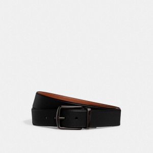 Black Men Coach Harness Buckle Cut To Size Reversible Belt 38 Mm Belts | AU_CH93412