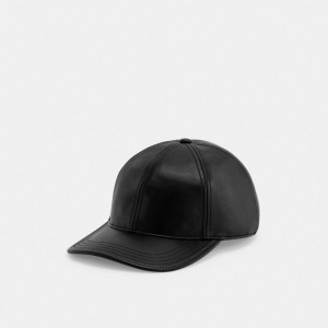 Black Men Coach Leather Baseball Hats | AU_CH25166