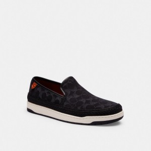Black Men Coach Miles In Signature Denim Denim Espadrille | AU_CH67415