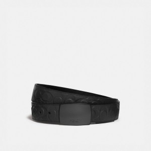 Black Men Coach Plaque Buckle Cut To Size Reversible Belt 38 Mm Belts | AU_CH72977