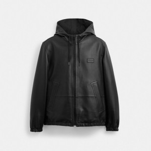 Black Men Coach Reversible Leather In Recycled Polyester Jackets | AU_CH48867