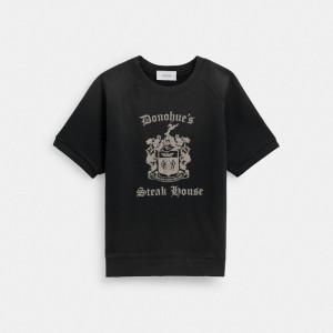 Black Men Coach Shrunken Raglan Crewneck T Shirts | AU_CH59381
