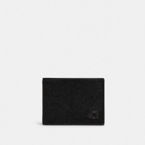 Black Men Coach Slim Billfold Wallet Crossgrain Leather Billfolds | AU_CH16654