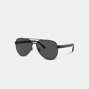 Black Men Coach Wire Frame Pilot Sunglasses | AU_CH26071