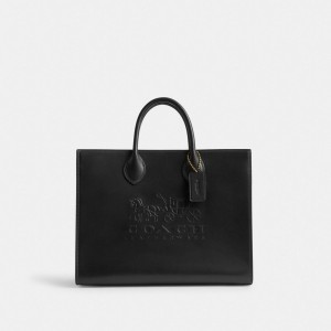 Black Women Coach Ace 35 Brass Tote Bag | AU_CH77856