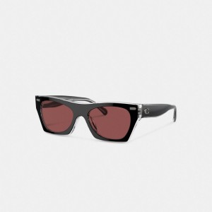 Black Women Coach Beveled Signature Square & Clear Sunglasses | AU_CH58709