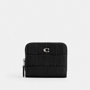 Black Women Coach Billfold Croc Embossed Leather Small Wallets | AU_CH88704