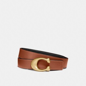Black Women Coach C Hardware Reversible Belt 25 Mm Brass Belts | AU_CH63629