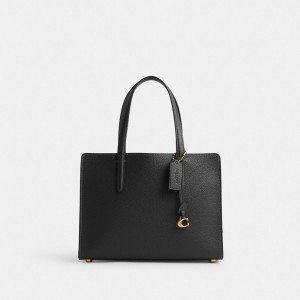 Black Women Coach Carter 28 Polished Pebble Leather Handbag | AU_CH37481