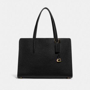 Black Women Coach Carter Polished Pebble Leather Handbag | AU_CH87359