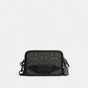 Black Women Coach Charter In Signature Jacquard Crossbody Bags | AU_CH10718