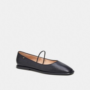 Black Women Coach Emilia Mary Jane Leather Loafers | AU_CH52414