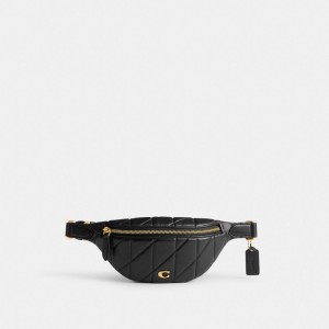 Black Women Coach Essential Belt With Pillow Quilting Brass Belt Bags | AU_CH70849
