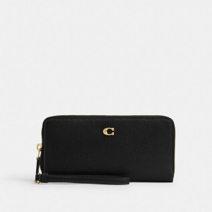 Black Women Coach Essential Continental Brass Large Wallets | AU_CH21874