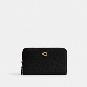 Black Women Coach Essential Medium Zip Around Brass Large Wallets | AU_CH69235