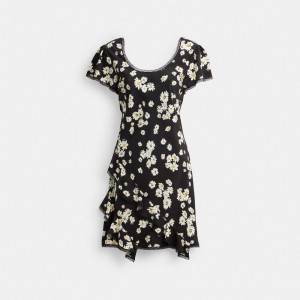 Black Women Coach Floral Mini Dress | AU_CH49243