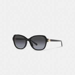 Black Women Coach Hinged Horse And Carriage Square Sunglasses | AU_CH88267