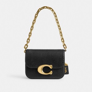 Black Women Coach Idol In Python Brass Shoulder Bags | AU_CH21811