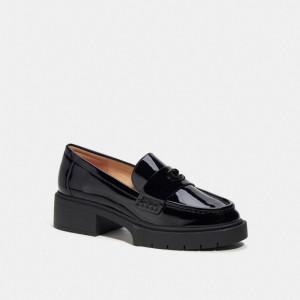 Black Women Coach Leah Leather Loafers | AU_CH26035