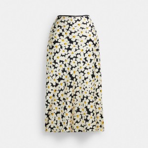 Black Women Coach Long Floral Midi Skirt | AU_CH89604