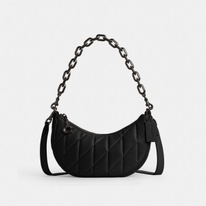 Black Women Coach Mira With Pillow Quilting Nappa Leather Shoulder Bags | AU_CH74933