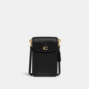 Black Women Coach Phone Brass Crossbody Bags | AU_CH75187