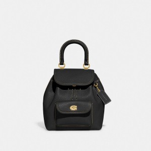 Black Women Coach Riya 21 Glovetanned Leather Backpacks | AU_CH22884