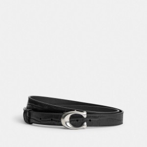 Black Women Coach Sculpted Signature Buckle Reversible Belt 25 Mm Belts | AU_CH93859