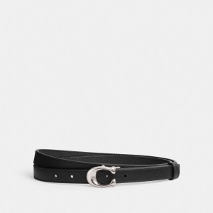 Black Women Coach Sculpted Signature Buckle Reversible Belt 20 Mm Belts | AU_CH67497