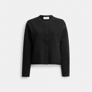 Black Women Coach Signature Knit Cropped Cardigan | AU_CH42254