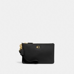 Black Women Coach Small Polished Pebble Leather Small Wallets | AU_CH12134