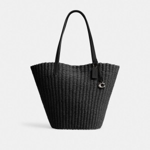 Black Women Coach Straw Tote Bag | AU_CH36686