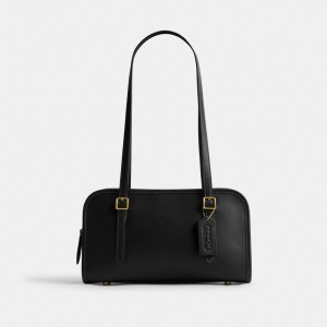 Black Women Coach Swing Zip Brass Shoulder Bags | AU_CH75932