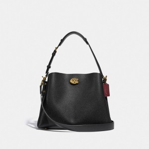 Black Women Coach Willow Pebble Leather Shoulder Bags | AU_CH21829