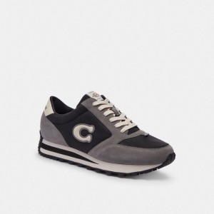 Black / Grey Men Coach Runner Sneakers | AU_CH47937