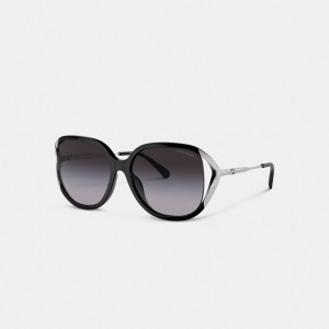 Black / Silver Women Coach Bandit Oversized Square Sunglasses | AU_CH22291