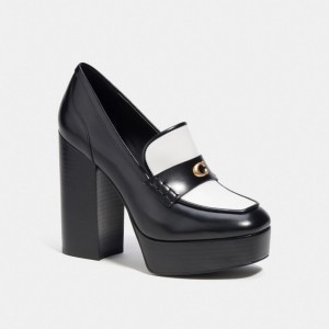 Black / White Women Coach Ilyse Platform Loafers | AU_CH89109
