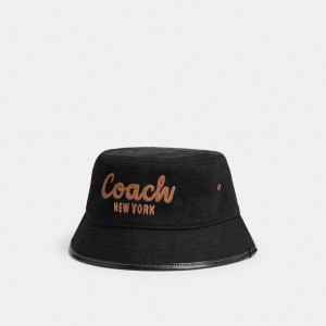 Blue Black Women Coach 1941 Embroidered Denim Bucket Hats | AU_CH66100