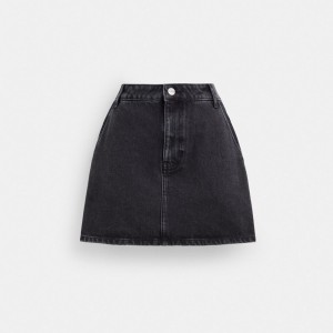 Blue Black Women Coach Denim In Organic Cotton Skirt | AU_CH85571